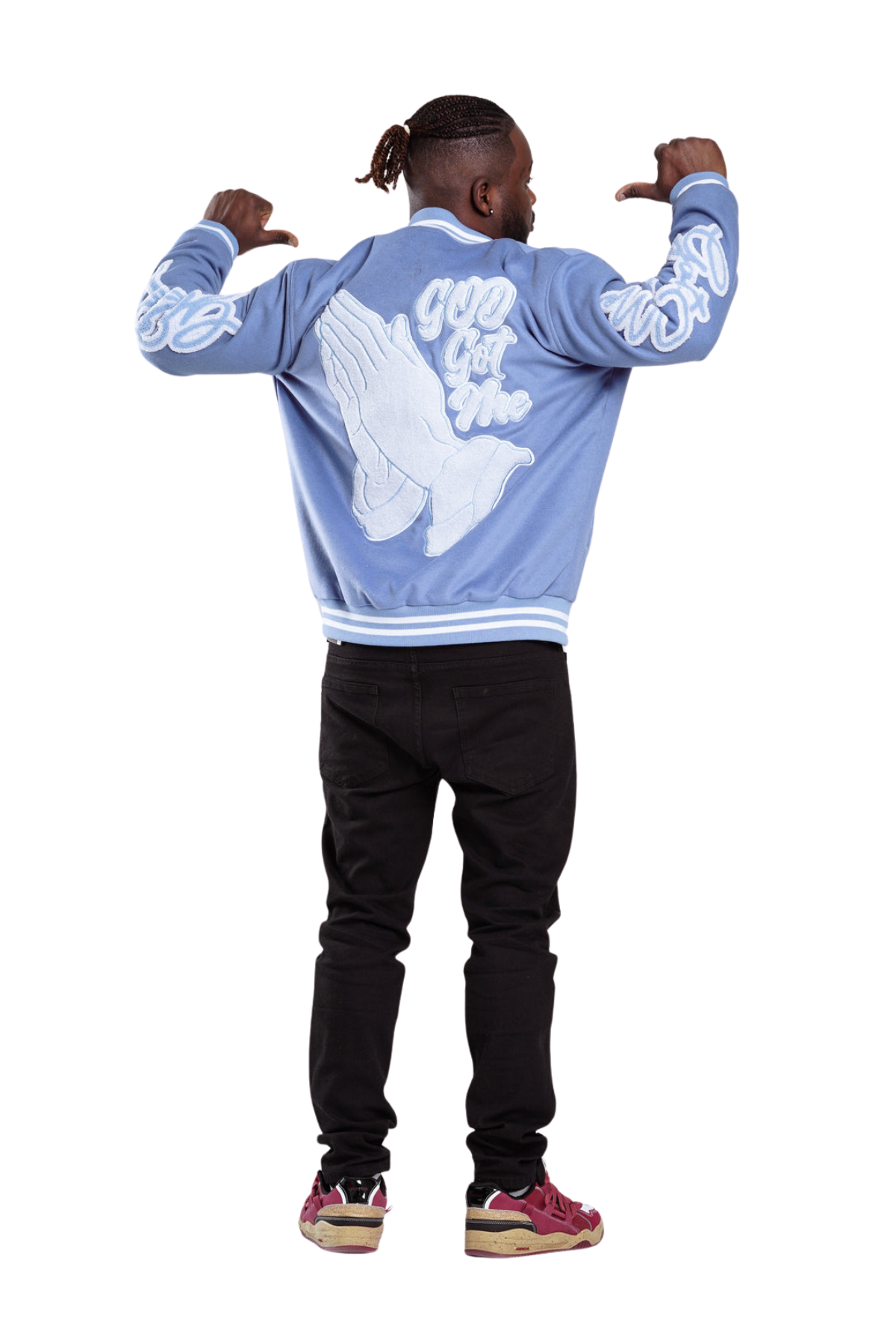 Blue Heritage Hood Varsity Jacket