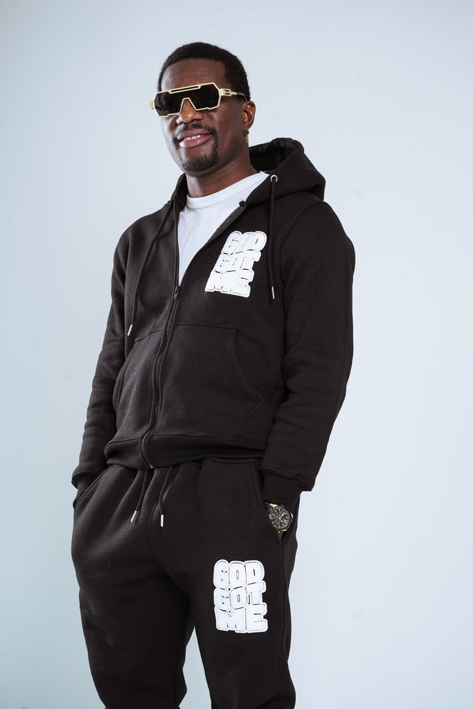 Black ZenithZip Sweatsuit - Organic Cotton Comfort – GGM Apparel